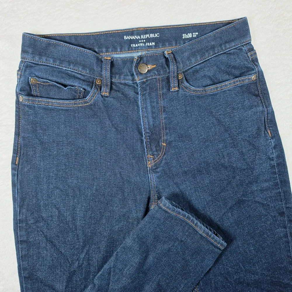 Banana Republic Travel Jean Mens 31x30 Blue Stretch Slim Fit 886626-00
